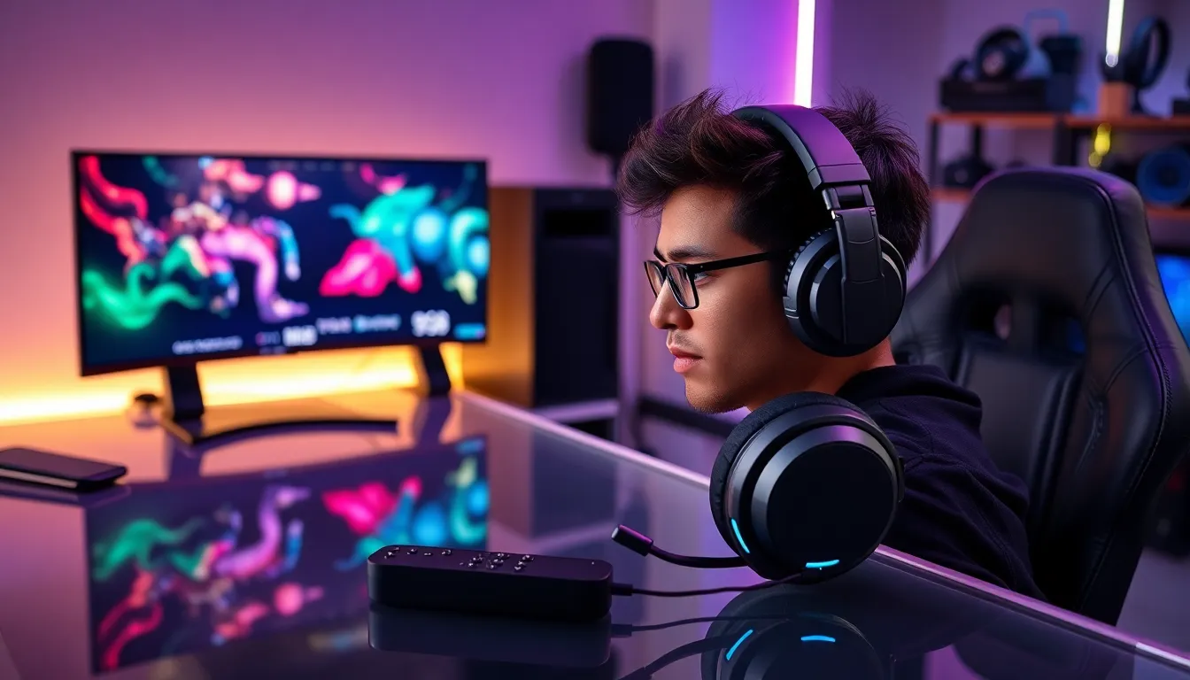diverse gamer using a Maxwell Wireless Gaming Headset in a modern setup.