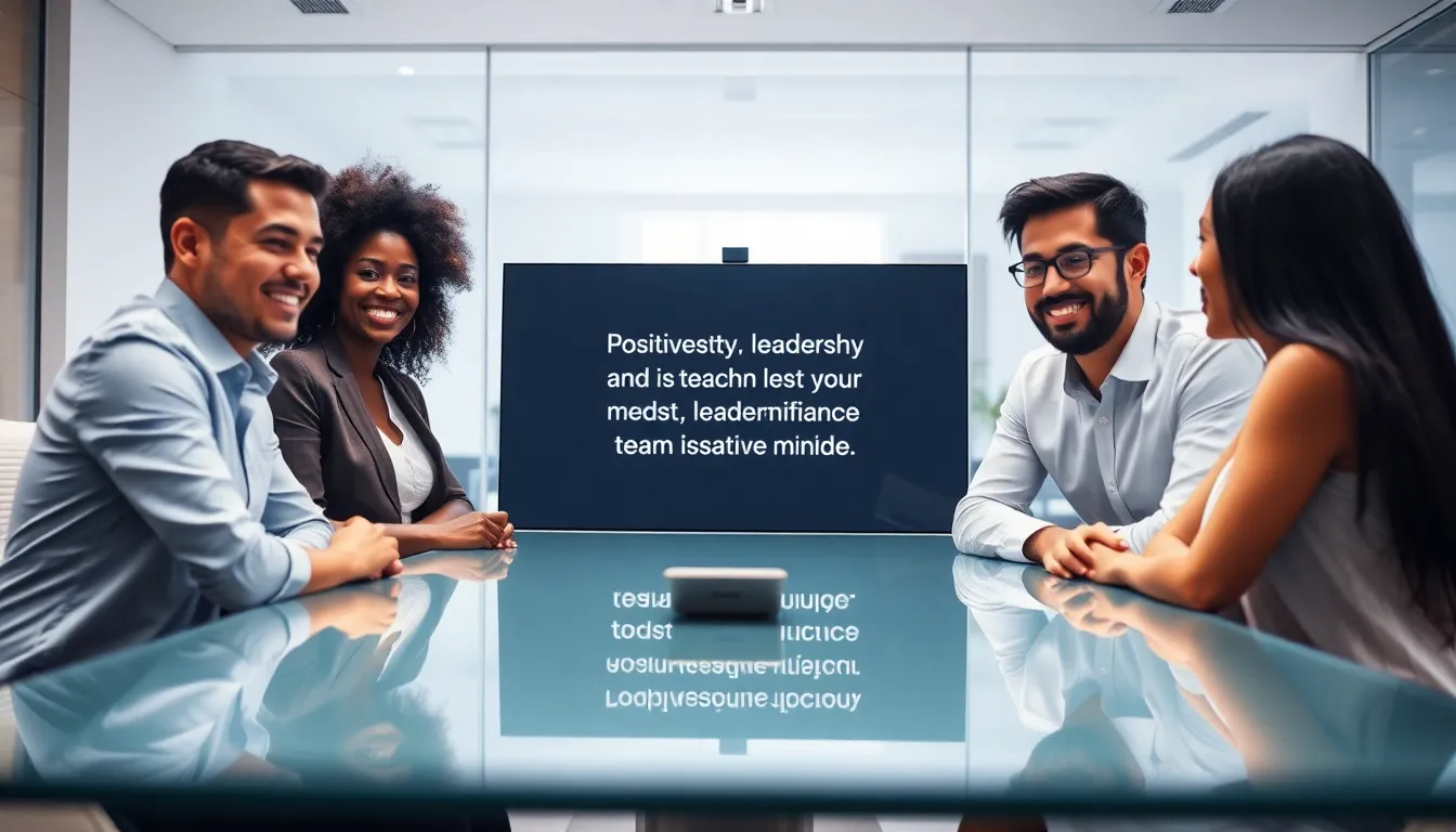 diverse team in a bright office promoting positivity and collaboration.